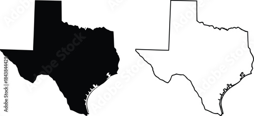 Texas state outline in black and white