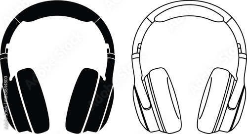 Simple headphone illustration in black and white