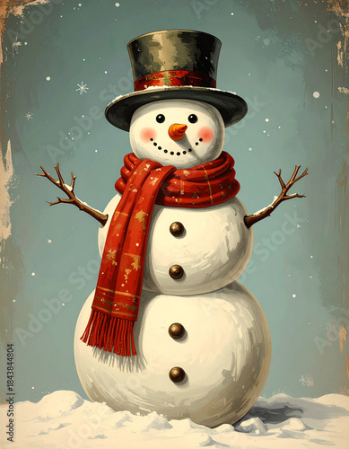 Vintage snowman Christmas card