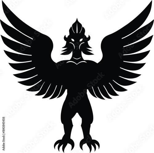 silhouette vector of garuda mythological bird of india