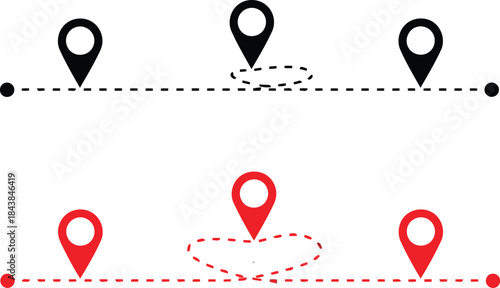 Navigation points on different routes