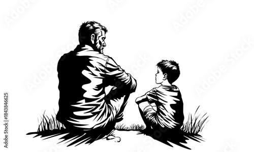 silhouette of a father talking to his son