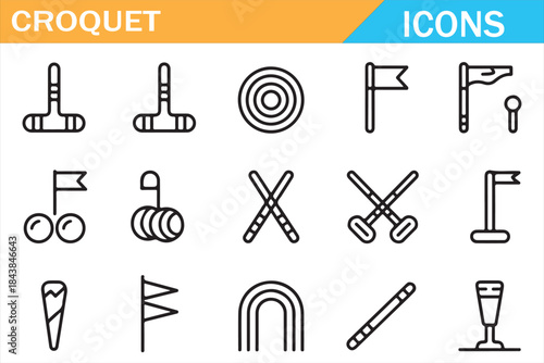Outline Croquet Sports Symbols for Web Apps and Infographics