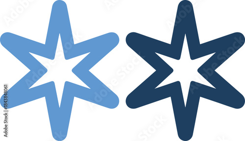 Two blue star icons with different shades