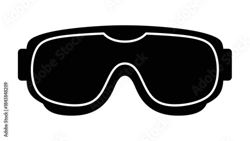 a simple black and white illustration depicts a pair of stylized ski goggles showcasing the frame and lenses clearly high quality professional detailed modern elegant