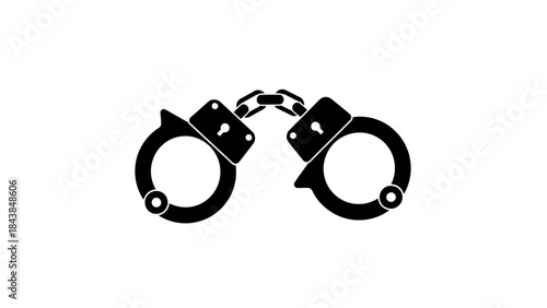 a stark black and white depiction of a pair of handcuffs symbolizing restraint and legal consequences presented on a clean white background high quality professional