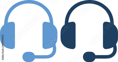 Vector graphic of two blue headsets on isolated white background