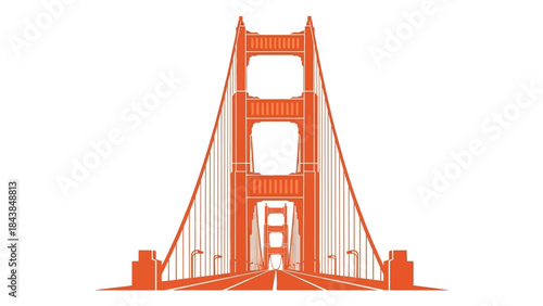 an artistic rendering showcases the iconic golden gate bridge in a simplified orange geometric style highlighting its structural design high quality professional detailed modern elegant