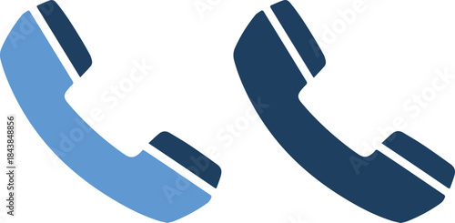 Vector graphic of two blue telephones on isolated white background