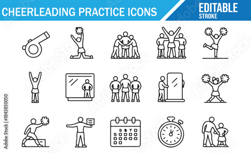 Vector Set of Work at Height Icons, Editable Stroke.