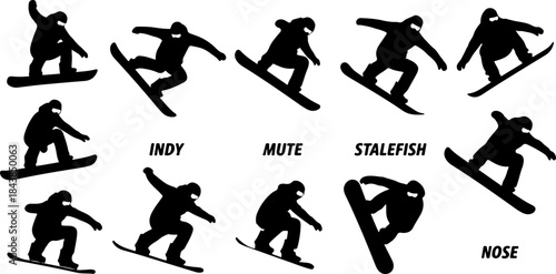 Skateboarding Tricks Silhouette Set – Dynamic Skater Action Poses