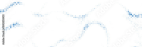 Abstract white background of random blue dots forming a grid pattern. Digital technology concept, big data, information technologies.