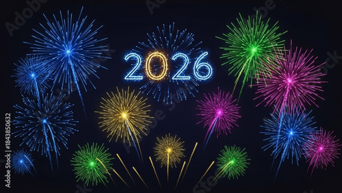 Fireworks Extravaganza of 2026: The New Year's sky explodes with a dazzling array of colorful fireworks that light up the night, celebrating the dawn of the new year with explosive joy.