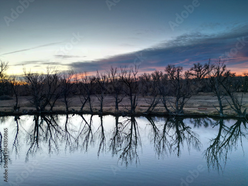 sunset over the river