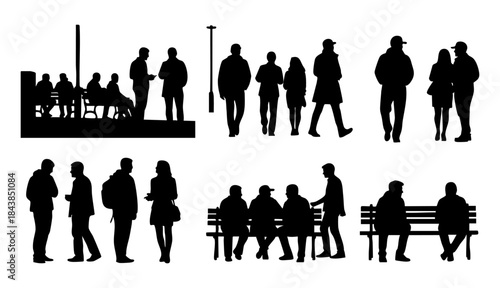 Group of People Silhouette Pack for Teamwork and Social Concepts