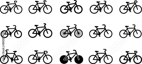 Cycling Action Silhouette Set – Dynamic Bicycle Rider Poses