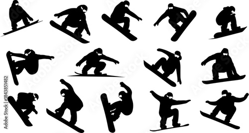 Skateboarding Tricks Silhouette Set – Dynamic Skater Action Poses