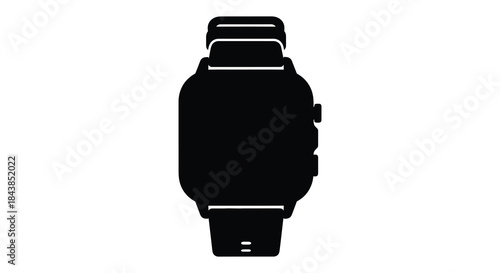 A striking black and white depiction of a modern smartwatch a bold silhouette