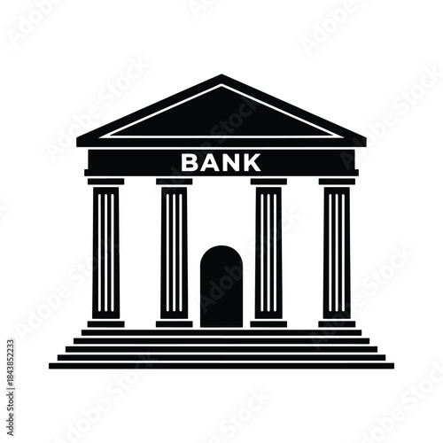 Bank building silhouette financial institution vector