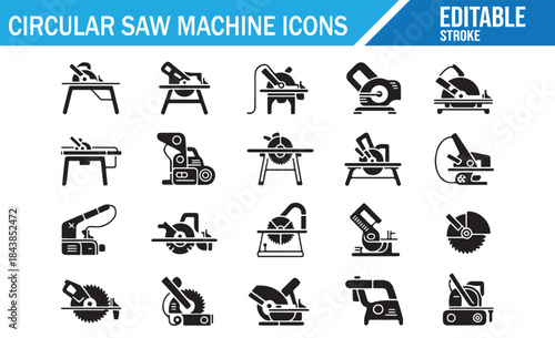 Vector Icons for Woodworking and Power Cutting Tools.