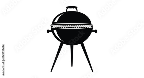 A striking black silhouette of a classic kettle grill perfect for summer barbecues silhouette