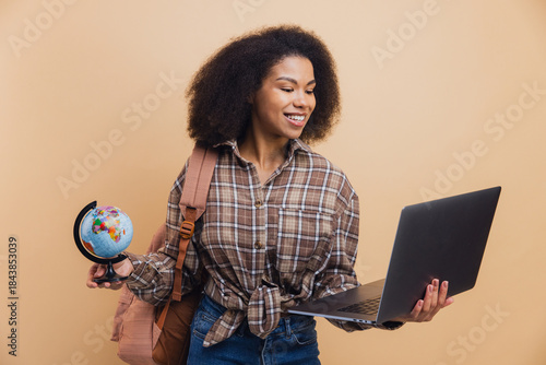 Фотография African American student learning global education online