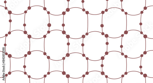 Seamless geometric network pattern background, brown connected circles and nodes forming modern abstract vector design for technology science wallpaper illustration