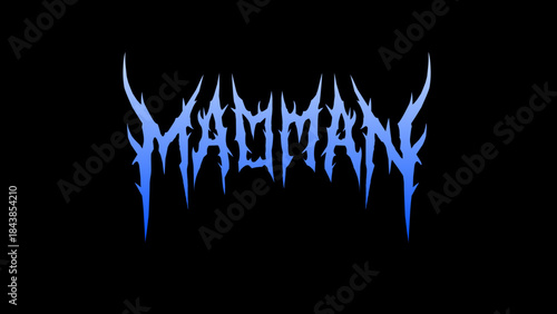 Madman, lettering typography vector in symmetrical shapes dark metal style for streetwear, t-shirt print apparel, sticker, poster, band name logo and more
