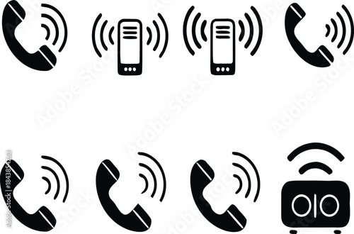 Hand holding a phone with a wireless music speaker icon set is a technology concept symbol for sound connection communication design