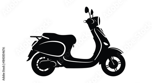 A striking black scooter design is showcased in a sleek and modern silhouette