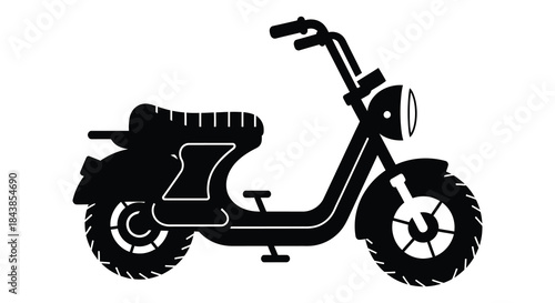 A stark black silhouette of a vintage style motorcycle showcasing classic design elements silhouette