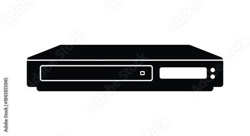 A simple black silhouette of a modern dvd player a common home entertainment device silhouette
