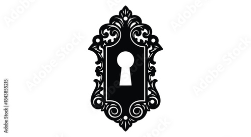 ornate black frame with a central keyhole design a striking visual silhouette