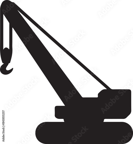 Construction crane Silhouette vector heavy equipment icon for building site and industry design