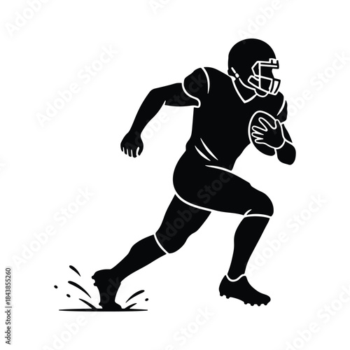 Football player running action silhouette vector