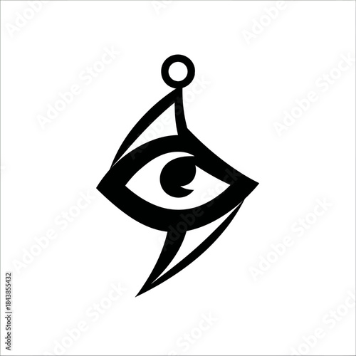 Abstract Mystic Eye Symbol Graphic Design Element. Spiritual Talisman Amulet for Protection, Vision, and Wisdom Concept.
