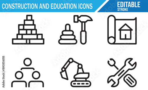Vector Illustration of Construction and Learning Symbols.