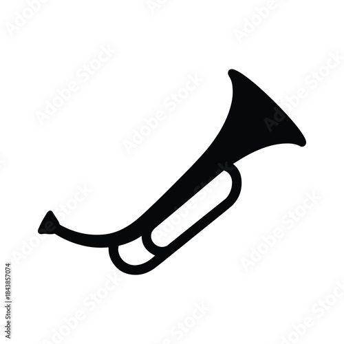Musical horn curved instrument silhouette vector