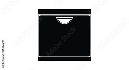 A stark black and white depiction of a simple appliance outline a distinctive silhouette