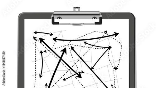 An architect sketch of a house blueprint showing a professional vector design with a pen, paper, and a clock symbol representing the business concept of project time