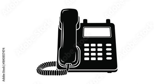 A stark black and white image of a vintage telephone showcasing a distinct silhouette