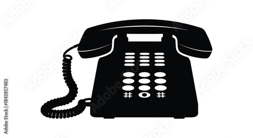 A classic black rotary telephone stands out a striking visual representation in silhouette