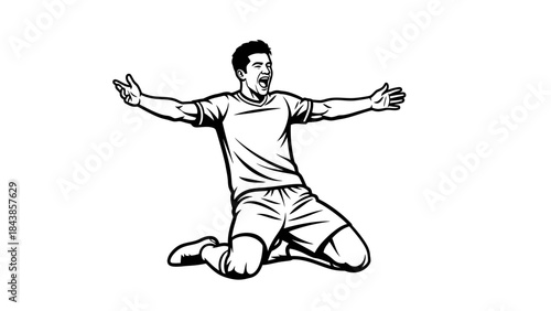 Vector illustration of a diverse group of people including a girl, boy, and man jumping in joy with fitness action silhouettes of a dancer, soccer player, and karate artist in black sport style