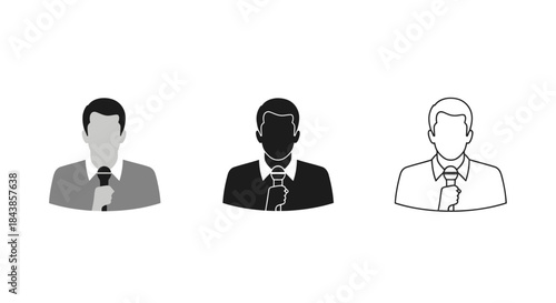 Minimalist illustration set of employee silhouettes, Symbolizing engagement and attention, flat vector design illustration.