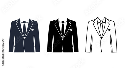 Minimalist illustration of set of business suit silhouettes, Symbolizing corporate seriousness, flat vector design illustration.