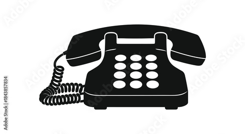 A striking black and white image of a vintage rotary telephone a classic communication device silhouette