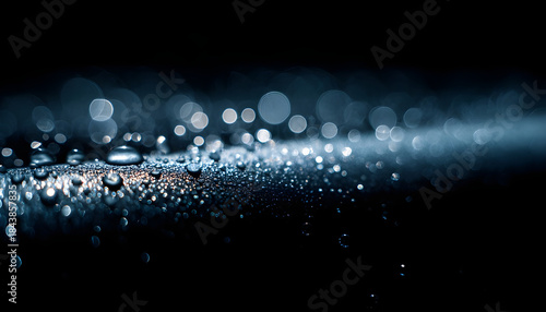 Wallpaper Mural A closeup of water droplets on a surface, captured with a shallow depth of field to emphasize the droplets against a dark background. The droplets are illuminated by a soft light source Torontodigital.ca