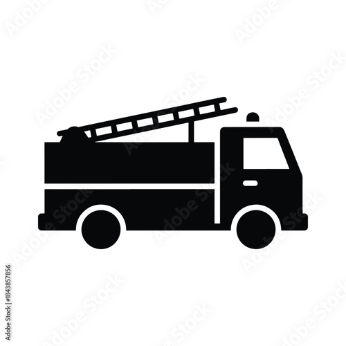 Rescue fire truck silhouette for safety graphics