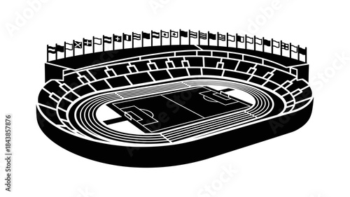 Grand Stadium: An impressive rendering captures the grandeur of a stadium, designed for the world's most popular sport, where history unfolds and dreams take flight.