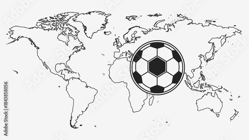 Global Game: A soccer ball superimposed over a simplified world map, emphasizing the global reach and popularity of the sport. The image evokes a sense of unity and universal passion.